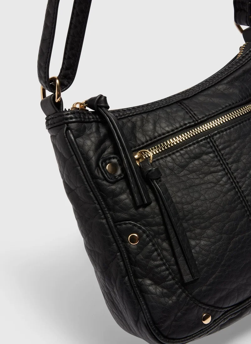 Matalan Black Washed Messenger Bag