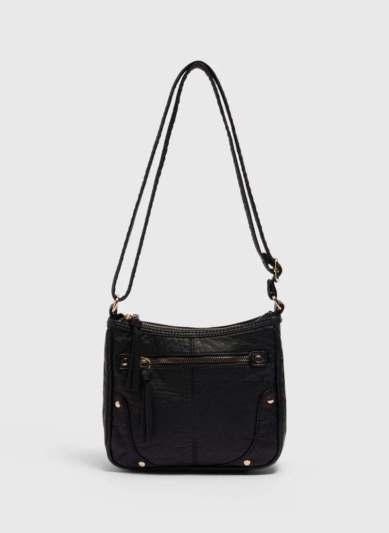 Matalan Black Washed Messenger Bag