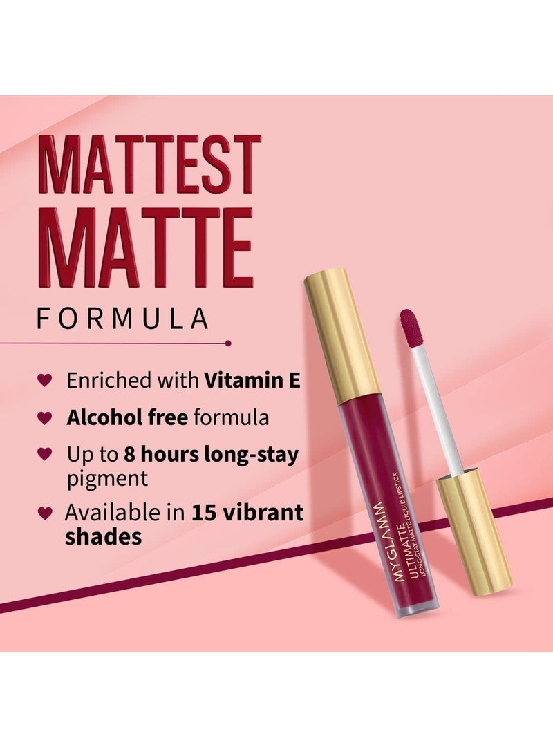 MyGlamm Ultimatte Long Stay Matte Liquid Lipstick Wine Babe 2.5G - Image 2