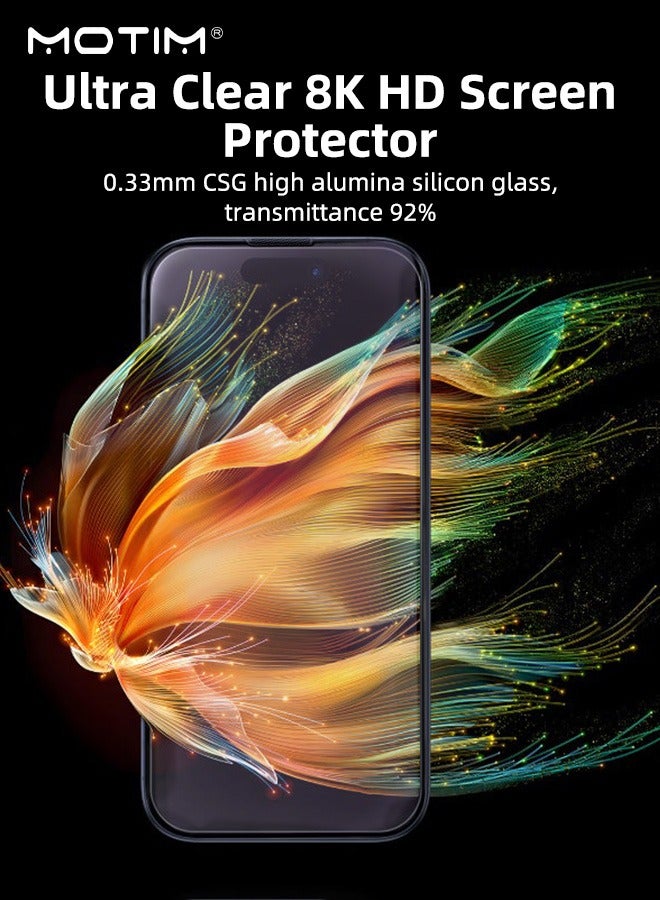 موتيم عبوة من 2 قطعة لواقي شاشة iPhone 17 Pro Max، مقاوم للكسر بدرجة عسكرية، صلابة 9H مقاومة للخدش، فيلم حماية من الضوء الأزرق، حماية للعينين، واقي شاشة من الزجاج المقوى بتغطية كاملة مع صينية Ultra Fit - Image 5