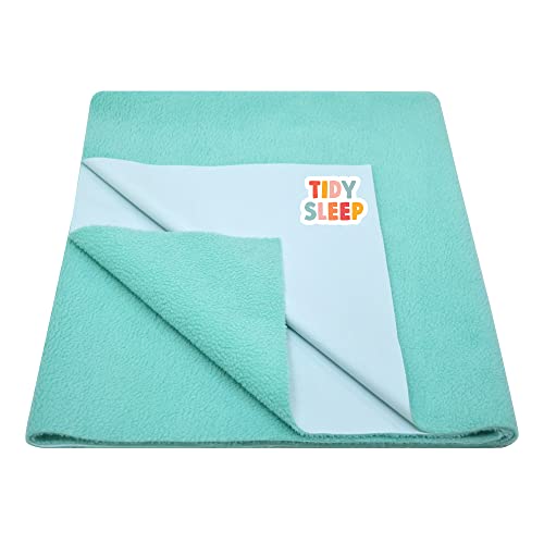 Tidy Sleep Instadry Anti-Piling Fleece Extra Absorbent Quick Dry Sheet for New Born Babies, Cotton Bed Protector Mattress Pack of 1 Seagreen Large (140x100) cm - Image 1