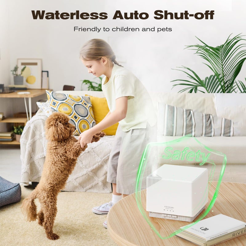 ASAKUKI 700 ml Premium Essential Oil Diffuser, 5 in 1 Ultrasonic Aromatherapy Fragrant Oil Vaporizer Humidifier, Timer and Auto-Off Safety Switch, 7 LED Light Colors - Image 3