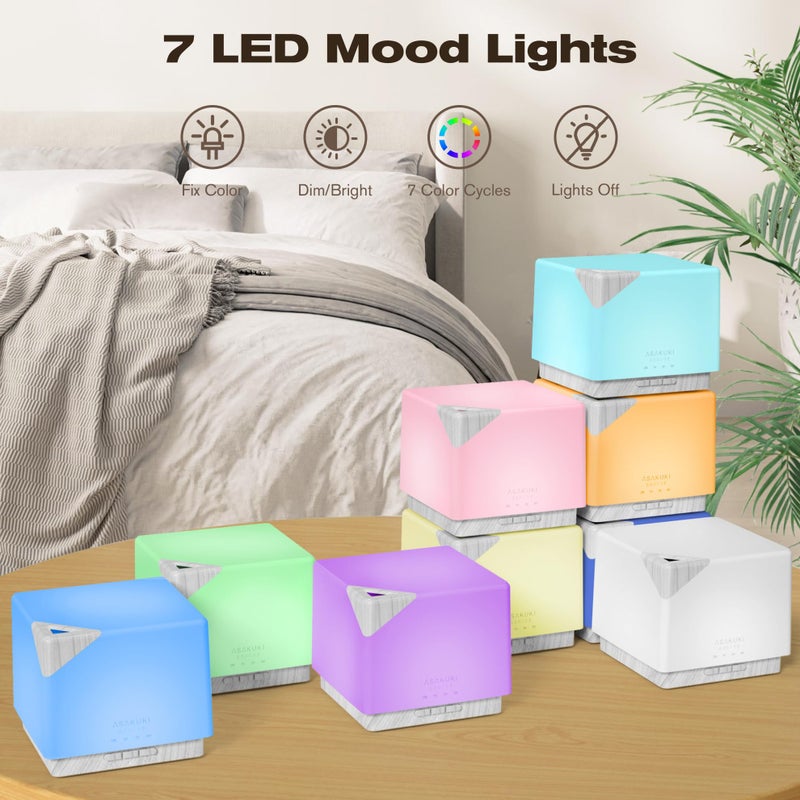 ASAKUKI 700 ml Premium Essential Oil Diffuser, 5 in 1 Ultrasonic Aromatherapy Fragrant Oil Vaporizer Humidifier, Timer and Auto-Off Safety Switch, 7 LED Light Colors - Image 5