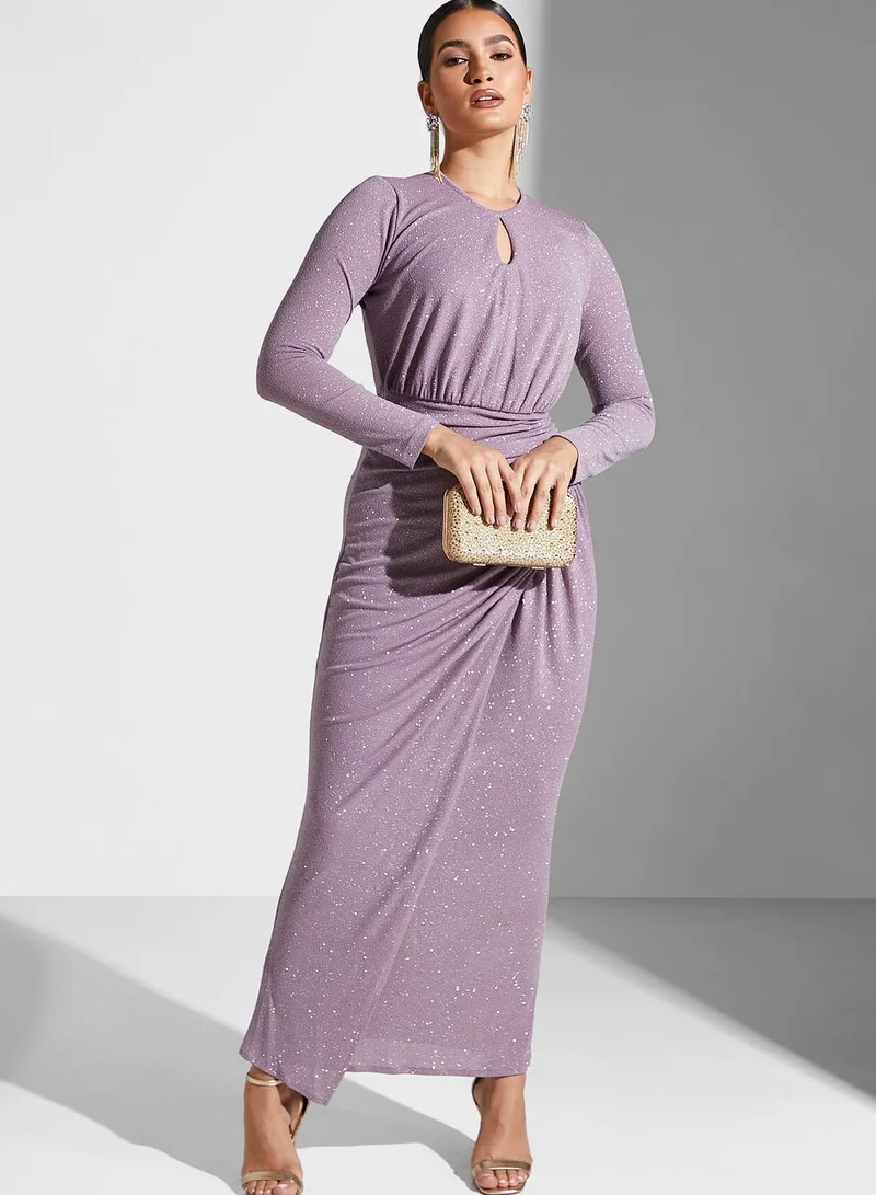 Khizana Ruched Detail Shimmer Dress