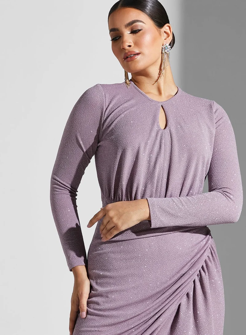 Khizana Ruched Detail Shimmer Dress
