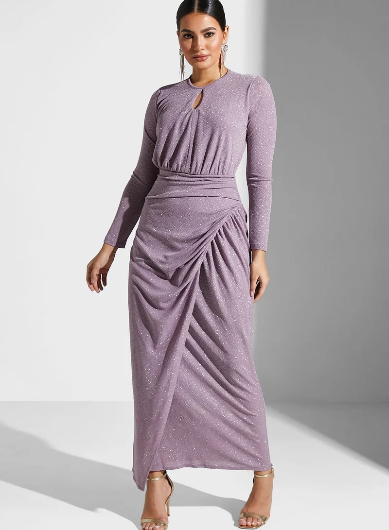 Khizana Ruched Detail Shimmer Dress