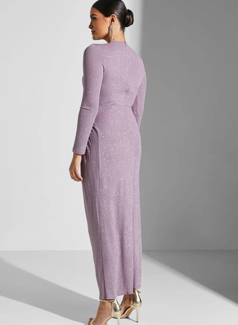 Khizana Ruched Detail Shimmer Dress