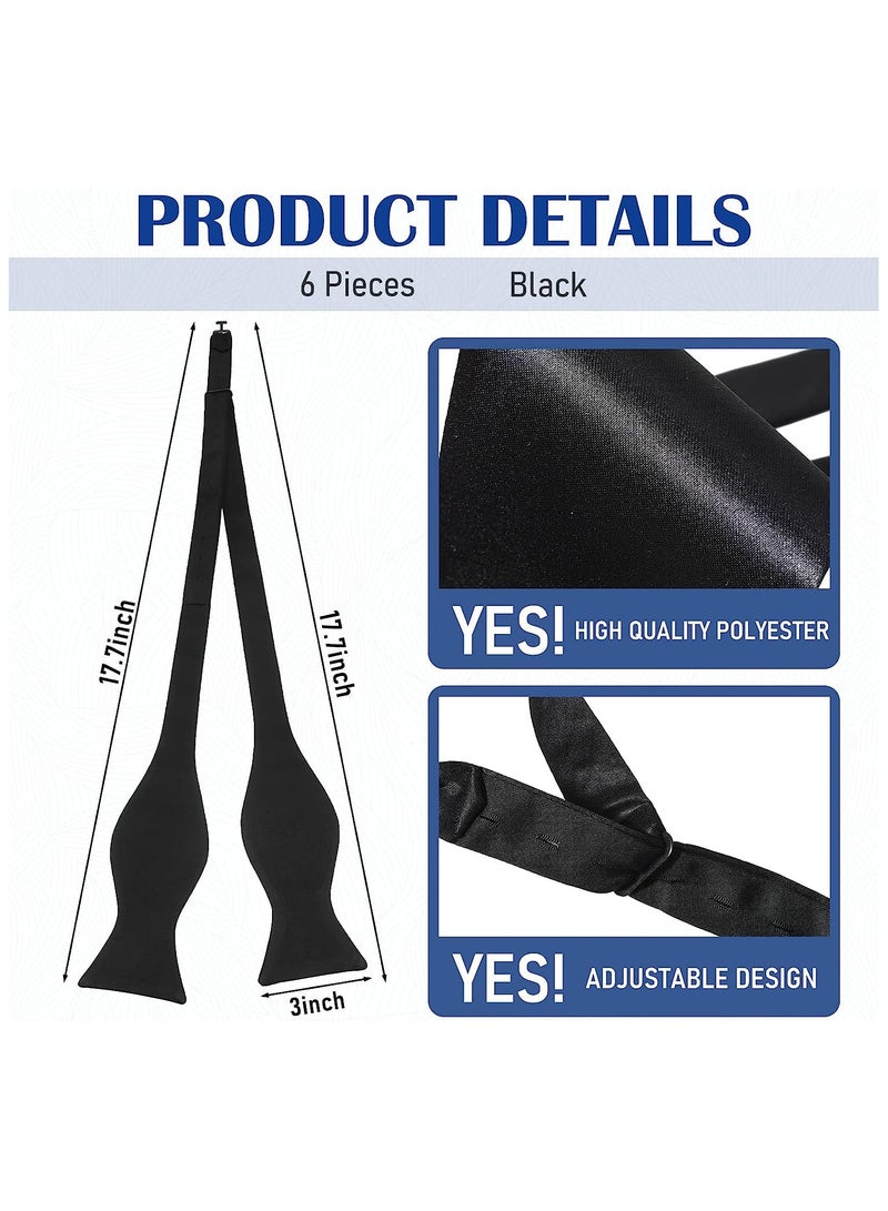 KASTWAVE Mens Self-tied Bow Ties, Solid Color Adjustable Men's Bow Ties for Tuxedo Suit Wedding, Black (6Pcs) - Image 5