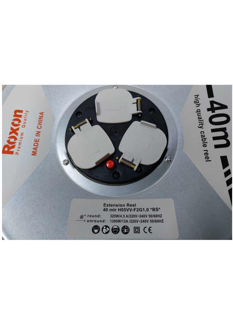 روكسون بكرة تمديد كابل فضي 40 متر روكسون - Image 3