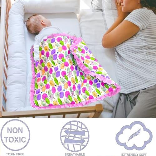 VParents Cotton Crib Sheet for New Born Baby, Soft Cotton Godadi Set for Baby, Godari Bedding Set of 3, Blue, Pink & Purple, Chunky - Image 3