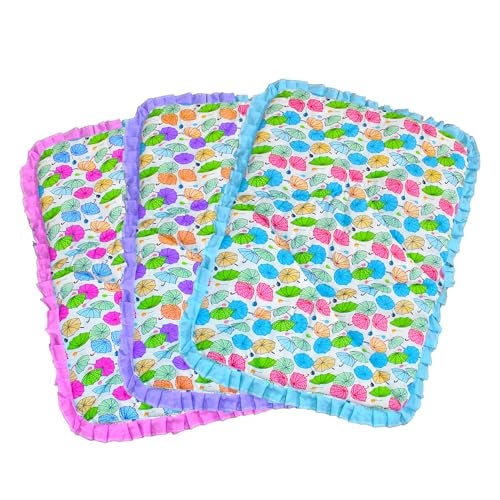 VParents Cotton Crib Sheet for New Born Baby, Soft Cotton Godadi Set for Baby, Godari Bedding Set of 3, Blue, Pink & Purple, Chunky - Image 1