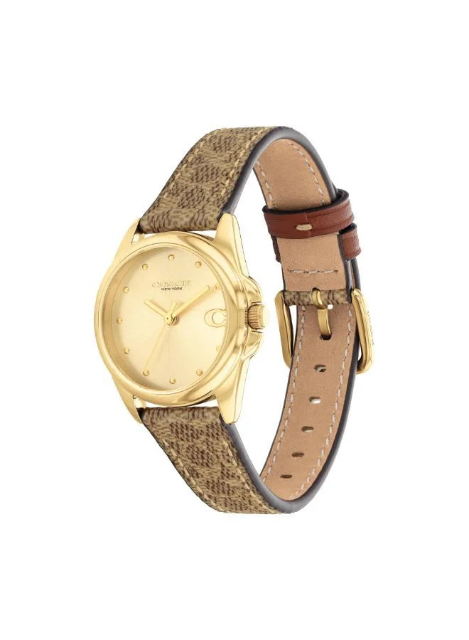 COACH  3-Hand Greyson Collection Quartz Movement Watch For Women With Brown Pvc Strap - 14504107 for Women | Best Price UAE