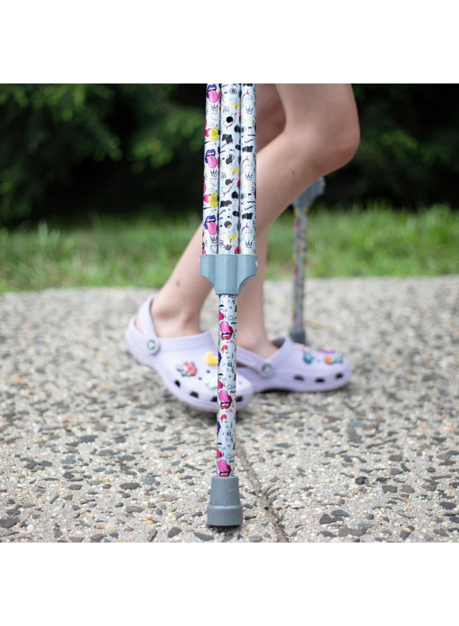 SCS Direct My Crutches - Youth Junior for Kids with Adjustable Handgrip and Length! Children 3'9" to 4'5" Made of Lightweight, Durable Aluminum with Underarm Padding Doodle Pattern - Image 4