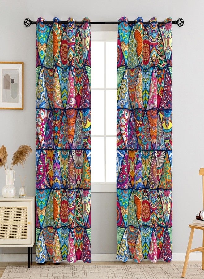 Tyrot Boho Mandala 100% Blackout Curtains for Bedroom 96 inch Length 2 Panels Set Colorful Bohemian Floral Thermal Insulated Room Darkening Window Drapes Black Out Curtains for Living Room, 52Wx96L - Image 1