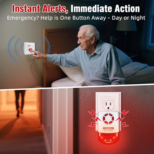Daytech Strobe Siren Panic Alarm Button Siren Alarm with Light for Home Caring Loud Outdoor SOS Alert System 2 Red Flashing Siren and 4 Emergency Button for Store Hotel Jewelry Shop Security - Image 4