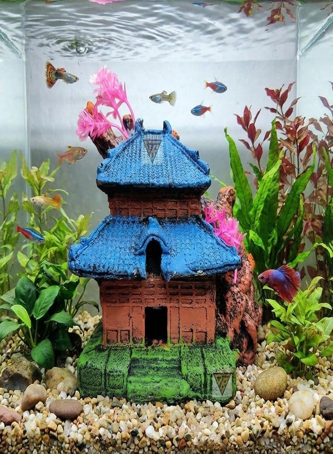GIG BAZAAR-Beautiful Monk House Aquarium Decoration for Fish Tanks-Enhance Your Underwater World (Multi Colored) - Image 1