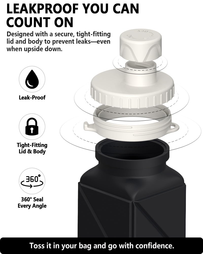 BEAUTAIL Collapsible Water Bottle 610 mL, Silicone Travel Water Bottle - Image 4