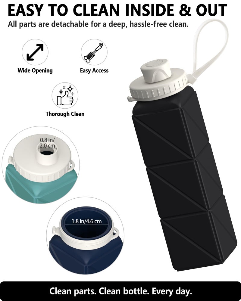 BEAUTAIL Collapsible Water Bottle 610 mL, Silicone Travel Water Bottle - Image 5