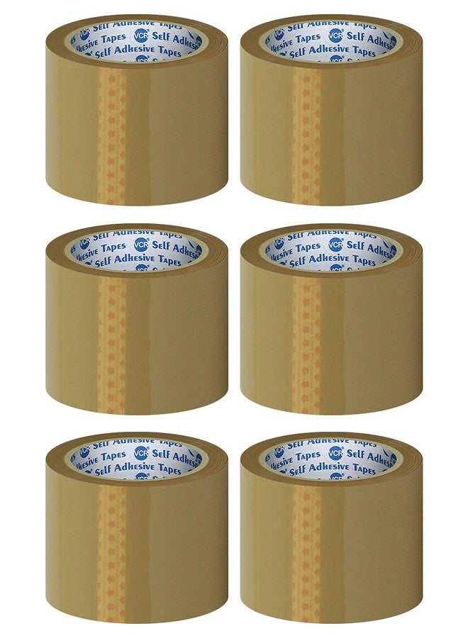 VCR Self Adhesive Brown Cello Tape - 100 Meters in Length - 48mm / 2" Width - 6 Rolls Per Pack - BOPP Industrial Packaging Tape for E-Commerce Box Packing, Office and Home use - Image 1