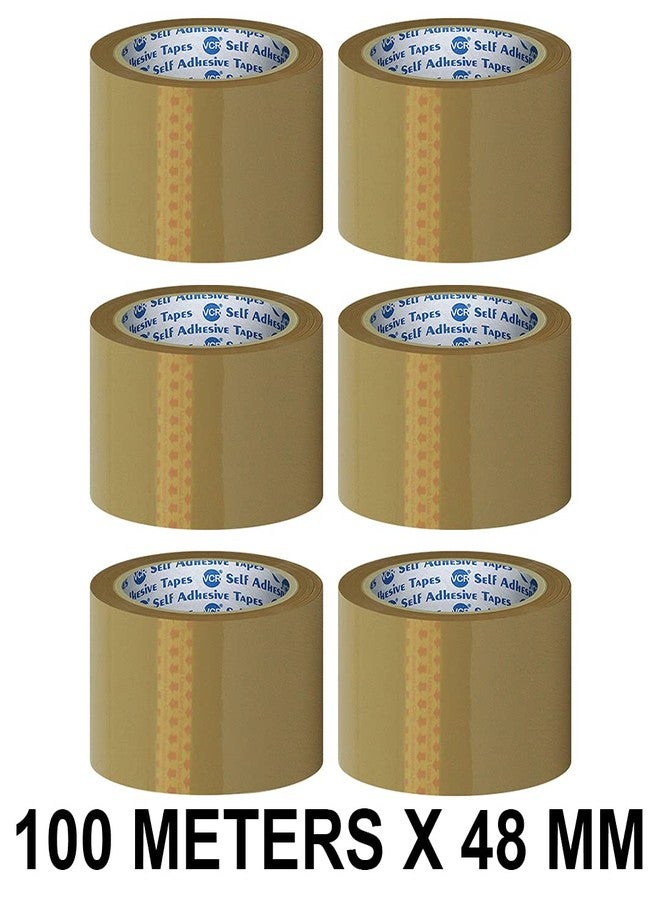 VCR Self Adhesive Brown Cello Tape - 100 Meters in Length - 48mm / 2" Width - 6 Rolls Per Pack - BOPP Industrial Packaging Tape for E-Commerce Box Packing, Office and Home use - Image 2