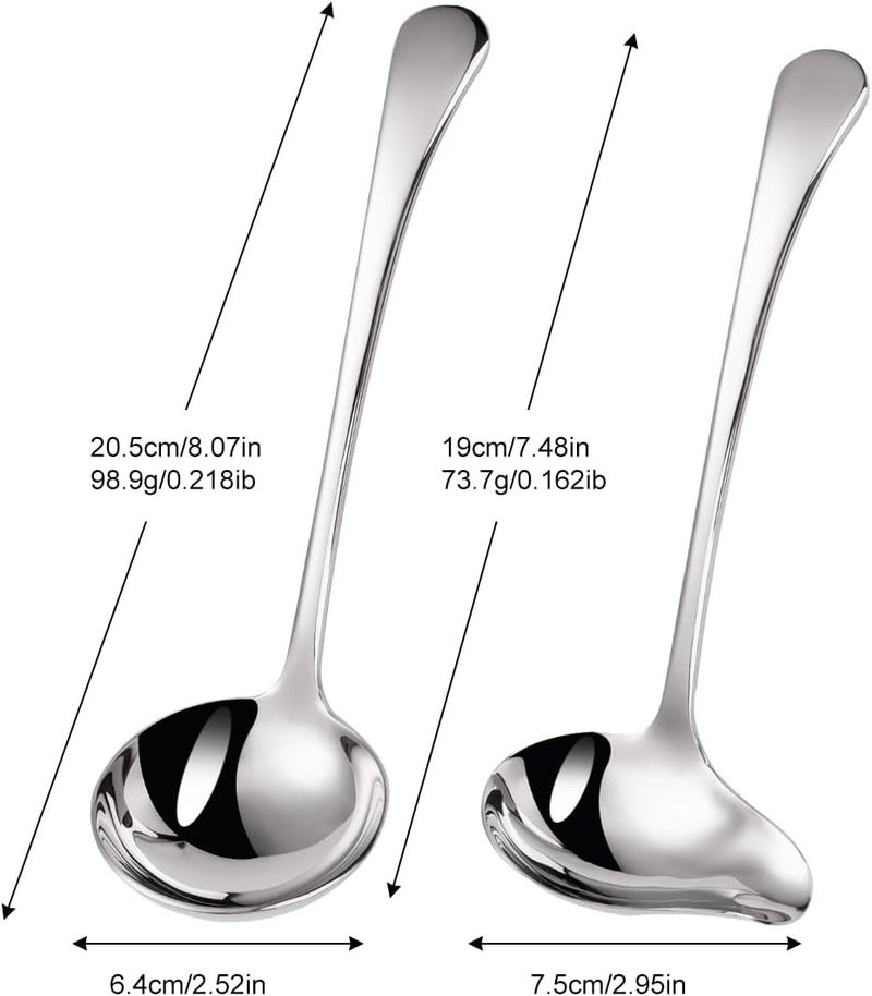 Mafier 1-Piece Sauce Ladle and 1-Piece Gravy Ladle, 18/10 Stainless Steel, Dishwasher Safe(Silver) - Image 2