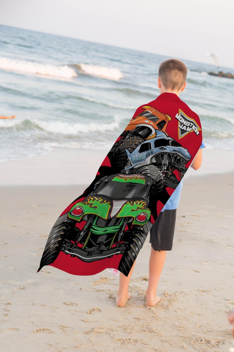 Jay Franco Kids Character Cotton Bath Pool Beach Towels Super Soft & Absorbent Fade Resistant, Measures 28 x 58 Inches -Monster Jam Kids - Image 4