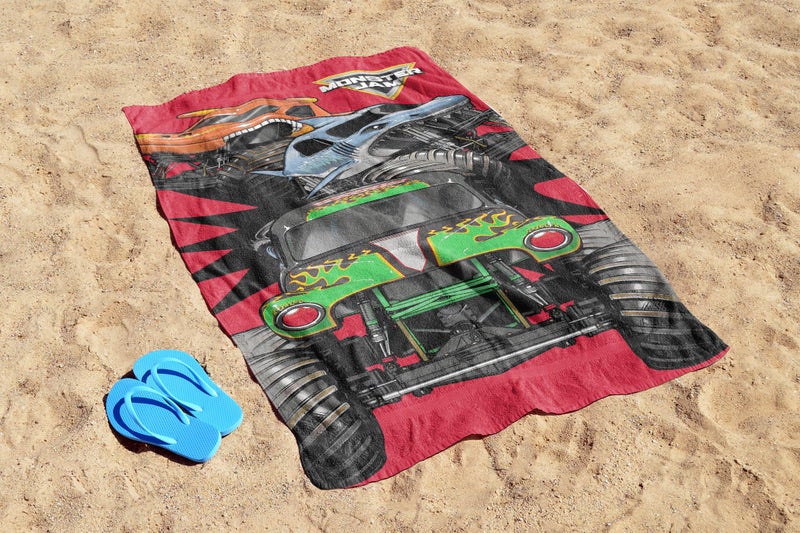 Jay Franco Kids Character Cotton Bath Pool Beach Towels Super Soft & Absorbent Fade Resistant, Measures 28 x 58 Inches -Monster Jam Kids - Image 3