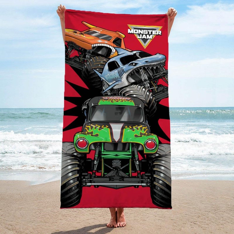 Jay Franco Kids Character Cotton Bath Pool Beach Towels Super Soft & Absorbent Fade Resistant, Measures 28 x 58 Inches -Monster Jam Kids - Image 2