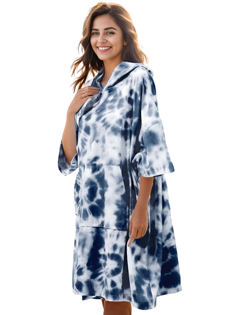 KFUBUO KFUBUO Surf Poncho Changing Towel Swim Robe with Pocket Plus Size Terry Cloth Swim Cover Up for Women Towel Poncho Hoodie