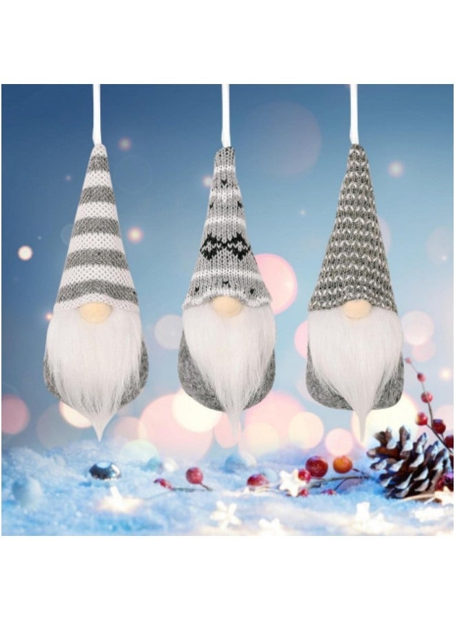 GGEROU Decoration Tree Hanging Ornaments Set of 3, Plush Faceless Doll Tree Pendant, Grey - Image 1