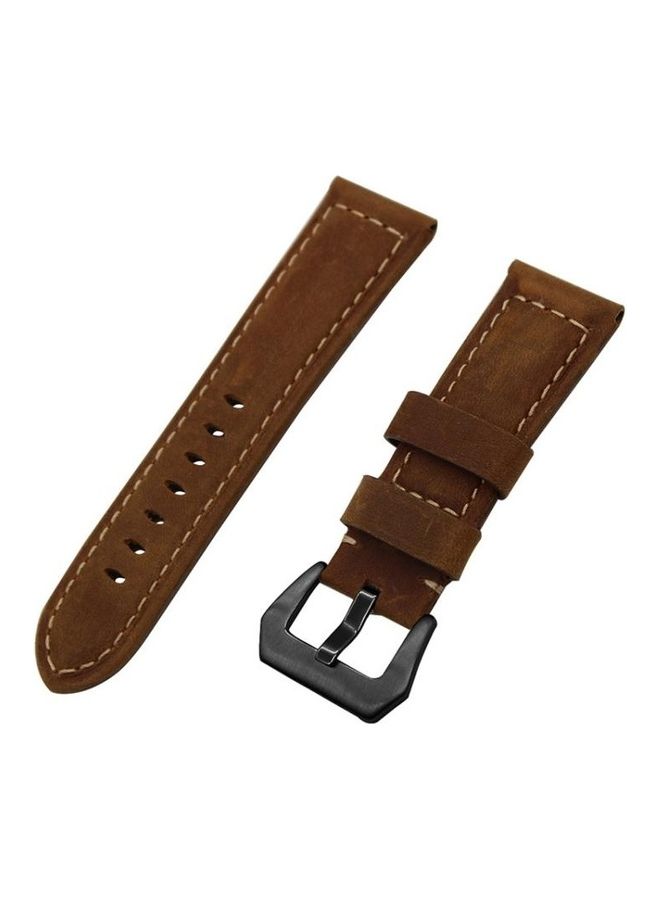 NIBEMINENT Frosted leather large black buckle For Huawei Watch GT 2 Pro Dark Brown - Image 1