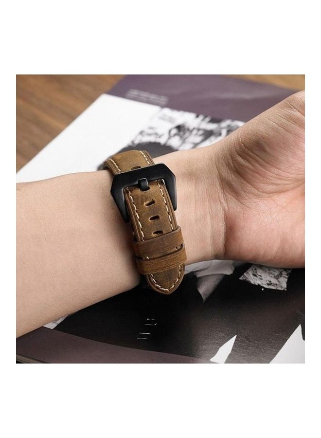 NIBEMINENT Frosted leather large black buckle For Huawei Watch GT 2 Pro Dark Brown - Image 4