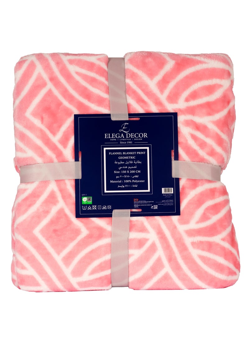 ELEGA DECOR Micro Fleece Flannel Blanket Super Plush and Comfy Throw Single Blanket 150 x 200 cm Geometric Print - Image 2