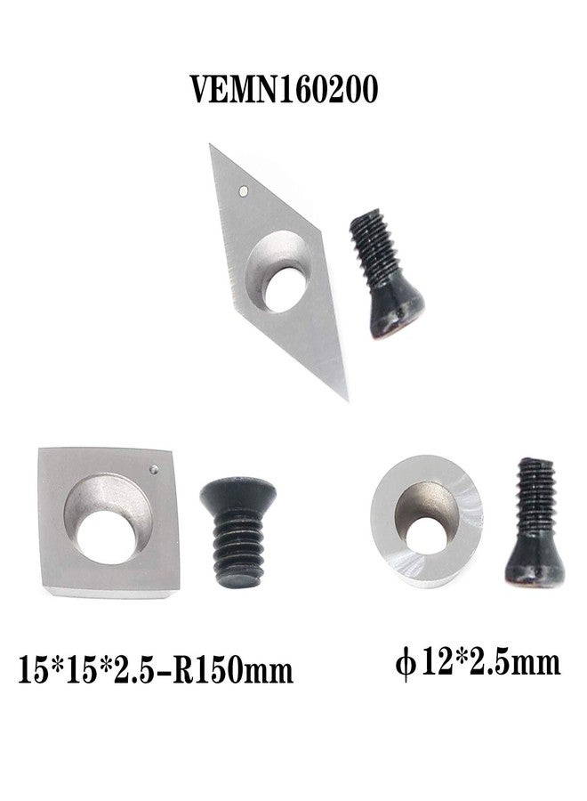 Asieg Tool 3pcs Carbide Turning Inserts Cutters Set for Indexable Lathe Turning Tool Holder Insert Replacement of Round 12mm Square 15mm Diamond 32mm with Sharp Point Fit for AT03 Woodturning Tool Set - Image 2