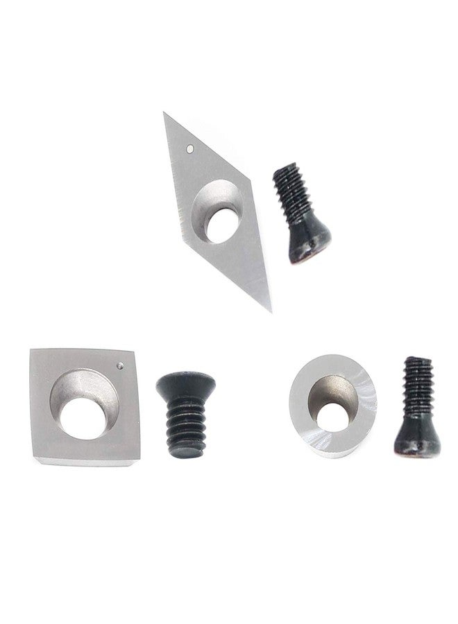 Asieg Tool 3pcs Carbide Turning Inserts Cutters Set for Indexable Lathe Turning Tool Holder Insert Replacement of Round 12mm Square 15mm Diamond 32mm with Sharp Point Fit for AT03 Woodturning Tool Set - Image 3