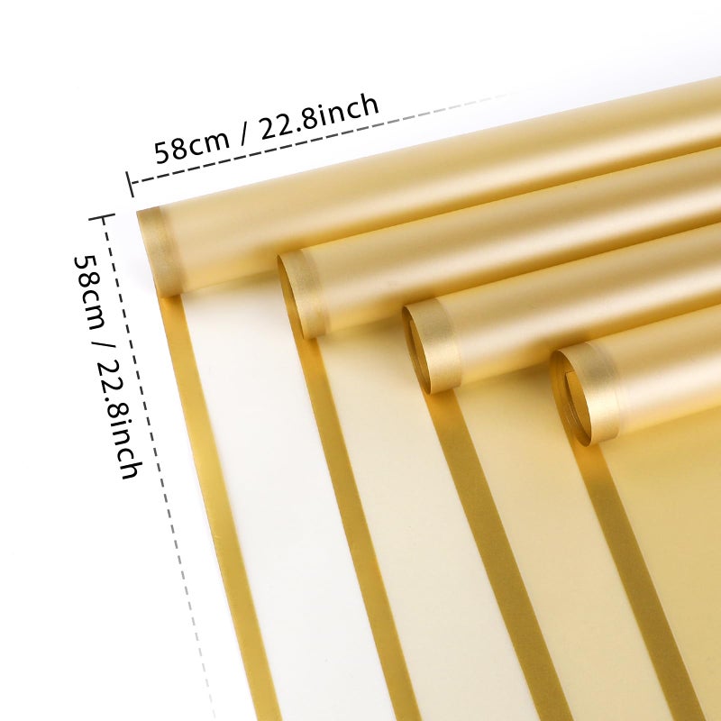 FUHITIM 20 Sheets Flower Wrapping Paper - Waterproof Floral Bouquet Packaging Paper for DIY Craftsï¼ŒFlorist Supplies Packaging Paper for Wedding Birthday Gift (Translucent Gold) - Image 2