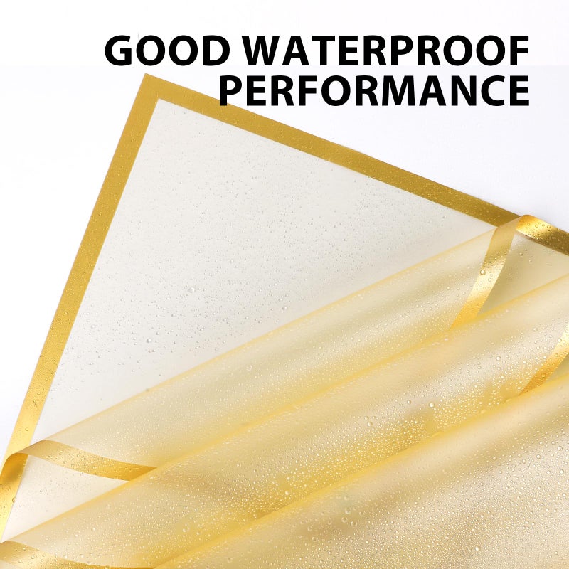 FUHITIM 20 Sheets Flower Wrapping Paper - Waterproof Floral Bouquet Packaging Paper for DIY Craftsï¼ŒFlorist Supplies Packaging Paper for Wedding Birthday Gift (Translucent Gold) - Image 3