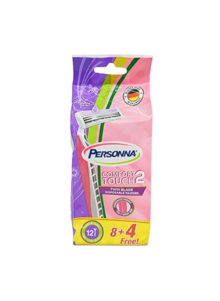 برسونا شفرات حلاقة لمسة مريحة ثنائية الشفرات للاستخدام مرة واحدة، 8+4 بمقبض ممتاز - Image 1