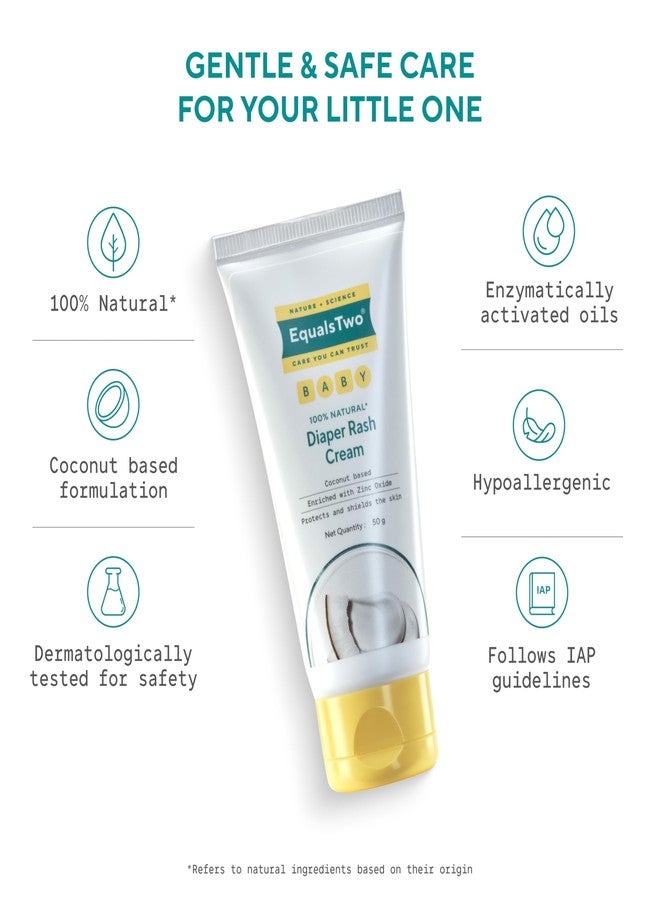 EQUALSTWO by Zydus Baby Diaper Rash Cream With Zinc Oxide, 100% Natural Anti Rash Cream for Babies, Nappy Rashfree for New Born, PH 5.5, Hypoallergenic Dermatologically Tested, 50gm (Pack of 2) - Image 4