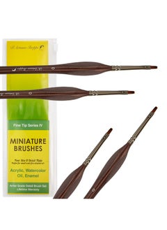 Small Paint Brush Set Craft. 4 Pc Flat Paint Brushes For Acrylic Painting Size 0. Model Brush For Dry Brushes Warhammer 40K Paint By Numbers Mini Detail Hobby Art Touch Up Miniature Painting