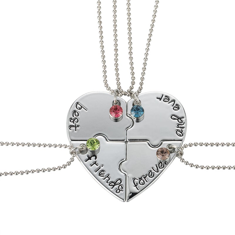 Cross-border hot sale best friend forever  ever broken heart stitching 4 necklace suit necklace sku6597