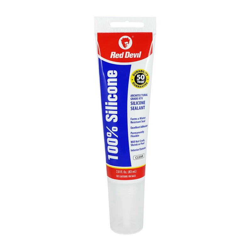 Red Devil 0820 100 Silicone Architectural Grade RTV Sealant A WaterResistant Adhesive for Interior and Exterior Use 28 oz Tube Clear 1Pack