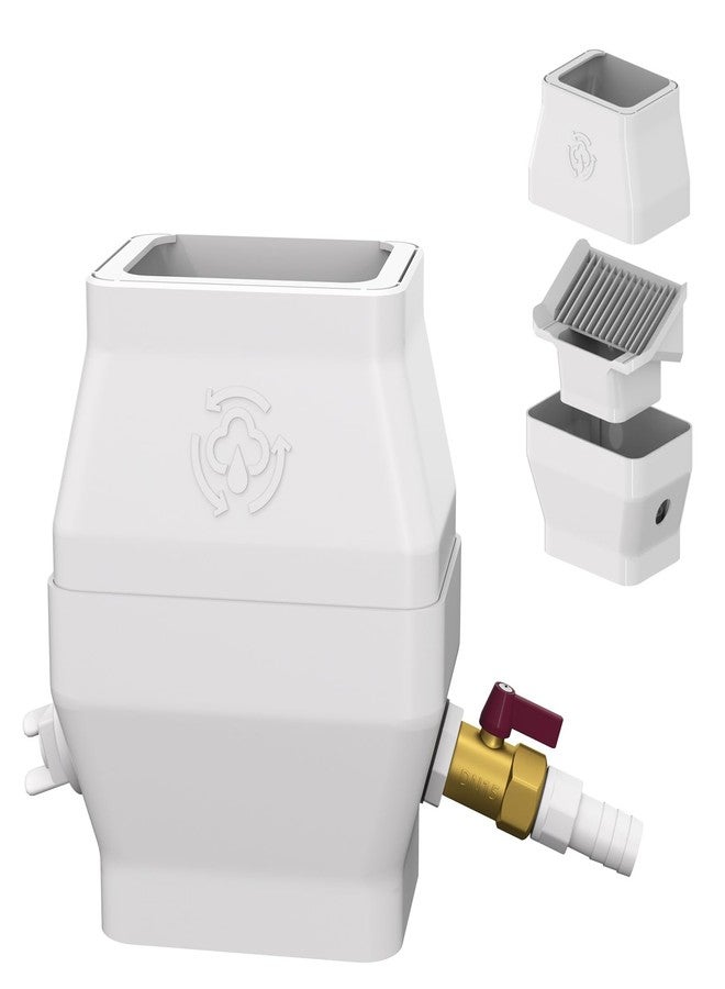 iLiveX Rain Barrel Diverter Kit for 2"x3" or 3"x4" Gutter Downspouts, Rainwater Collection System with Filter and Brass Spigot - Rain Catcher Kit, Hose Not Included - Image 1