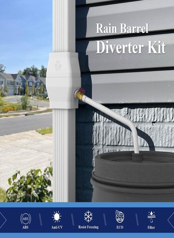 iLiveX Rain Barrel Diverter Kit for 2"x3" or 3"x4" Gutter Downspouts, Rainwater Collection System with Filter and Brass Spigot - Rain Catcher Kit, Hose Not Included - Image 2
