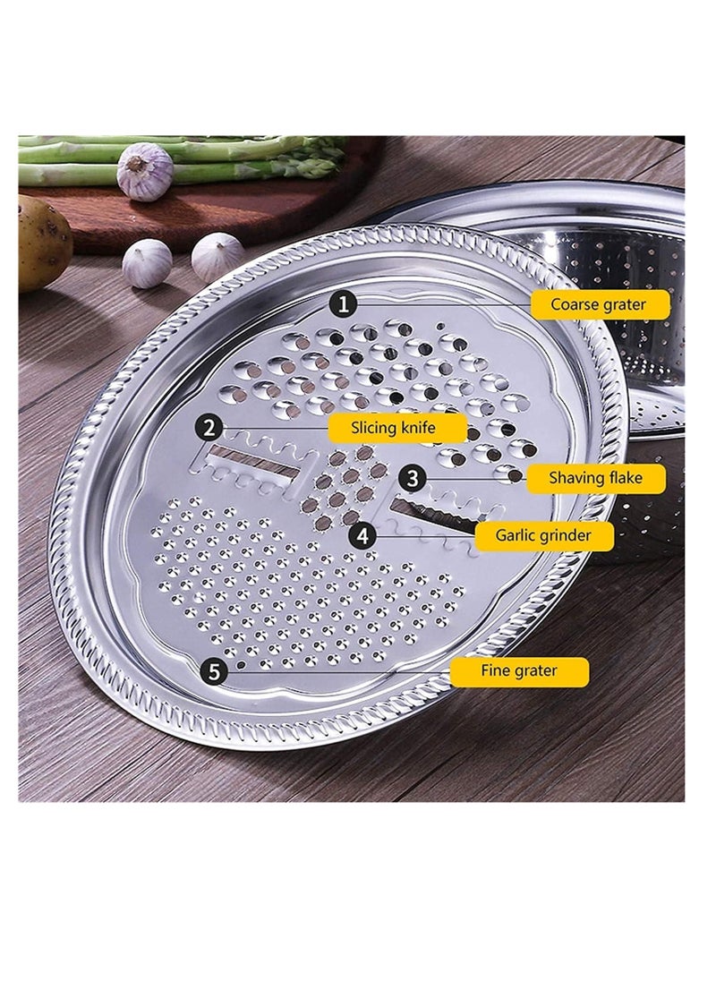 Premify PREMIFY 3 in 1 Stainless Steel Grater Basin with Vegetable Chopper And Cheese Grater, Multifunctional Set Food Bowl/Colander/Vegetable Grater Mixing Bowl & Drainer, Rice Sieve Strainer  - Image 2