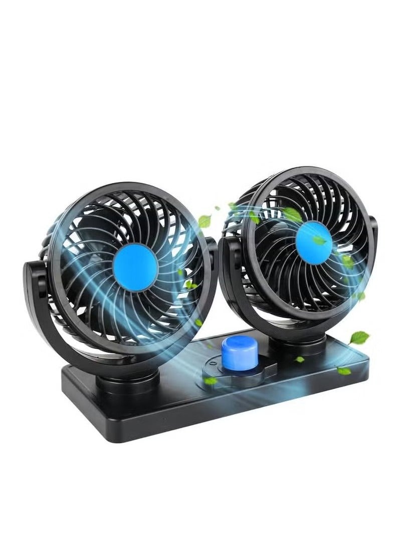 دينكس مروحة سيارة محمولة مزدوجة الرأس للسيارة والمنزل والمكتب قابلة للدوران - Image 1