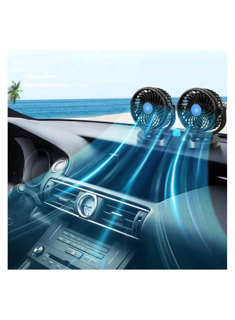 دينكس مروحة سيارة محمولة مزدوجة الرأس للسيارة والمنزل والمكتب قابلة للدوران - Image 3