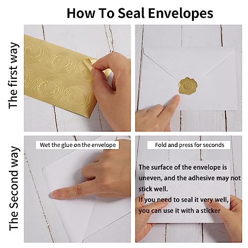Topeen 50 Pieces A7 Envelopes 5x7 Card Envelopes Vines Flower Texture Pattern V Flap Luxury Mailing Envelopes with Gold Stickers for Invitations, Wedding, Graduation, Baby Shower (Rose - White) - Image 3