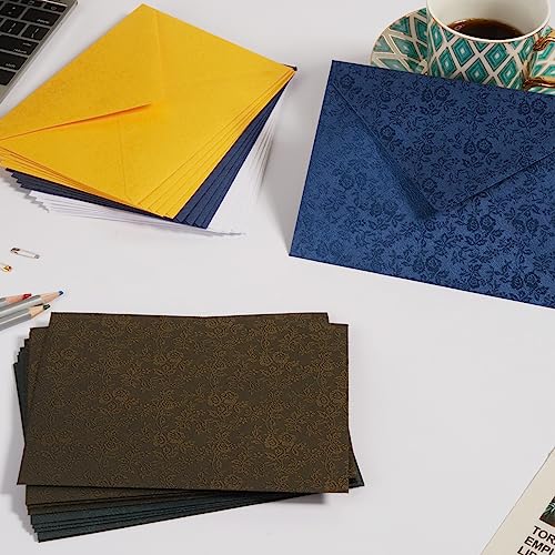 Topeen 50 Pieces A7 Envelopes 5x7 Card Envelopes Vines Flower Texture Pattern V Flap Luxury Mailing Envelopes with Gold Stickers for Invitations, Wedding, Graduation, Baby Shower (Rose - White) - Image 5