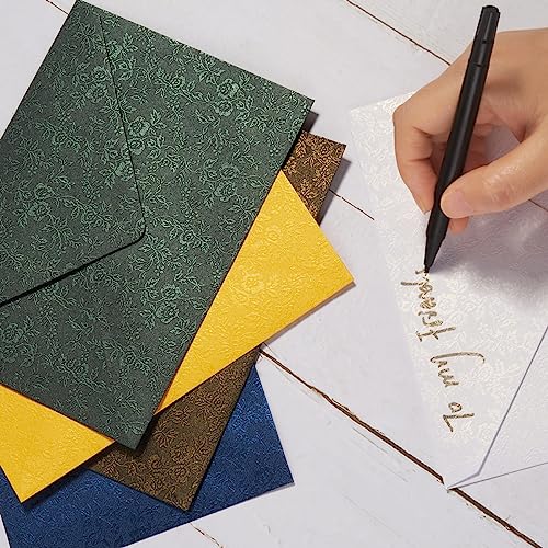 Topeen 50 Pieces A7 Envelopes 5x7 Card Envelopes Vines Flower Texture Pattern V Flap Luxury Mailing Envelopes with Gold Stickers for Invitations, Wedding, Graduation, Baby Shower (Rose - White) - Image 4